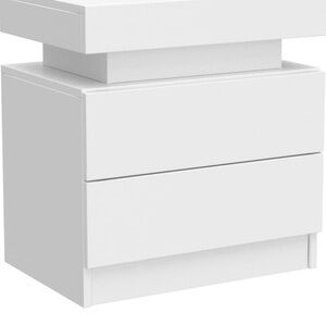 Modern White Nightstand with LED Lights